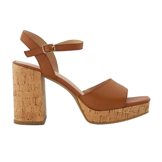 Dune London Lederen plateausandalen met blokzool van Jacuzzi voor dames (Tan) - Image 1