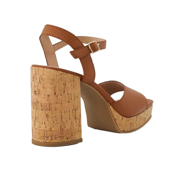Dune London Lederen plateausandalen met blokzool van Jacuzzi voor dames (Tan) - Image 2