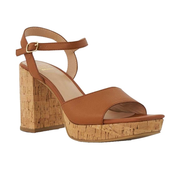 Dune London Lederen plateausandalen met blokzool van Jacuzzi voor dames (Tan) - Image 4