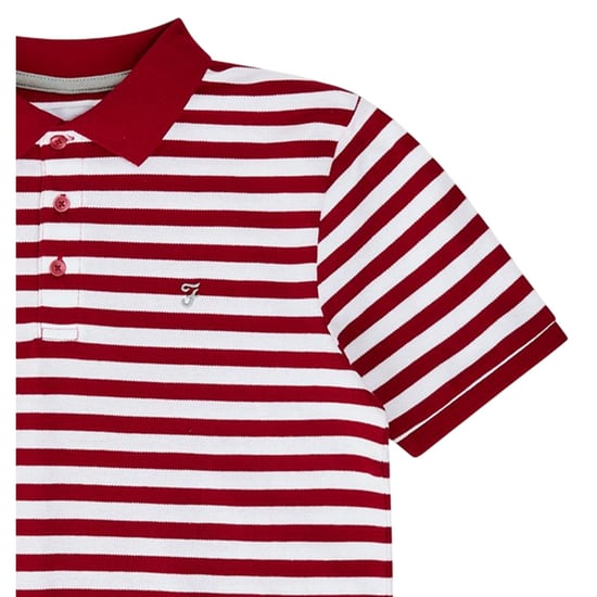 Farah Gestreepte, in het garen geverfde poloshirt voor kinderen (Rood) - Image 4