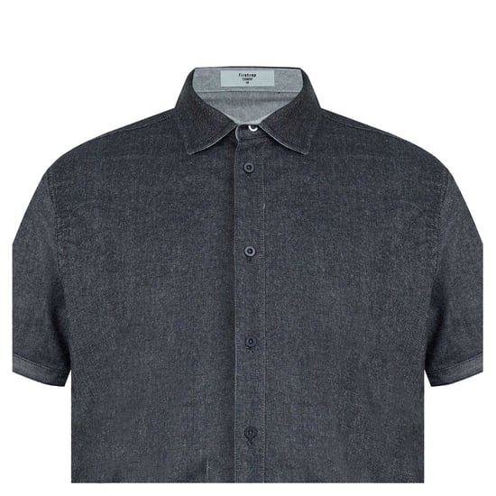 Firetrap Heren Denim Regular Korte Mouwen Shirt (Grijs) - Image 4