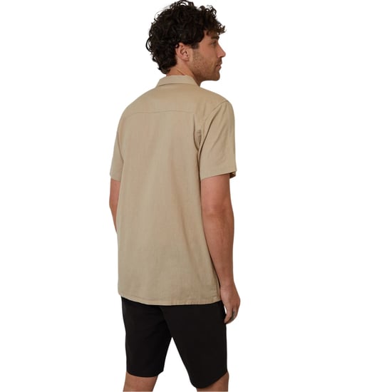 Threadbare Heren Borduuroverhemd met Korte Mouwen (Stone) - Image 2