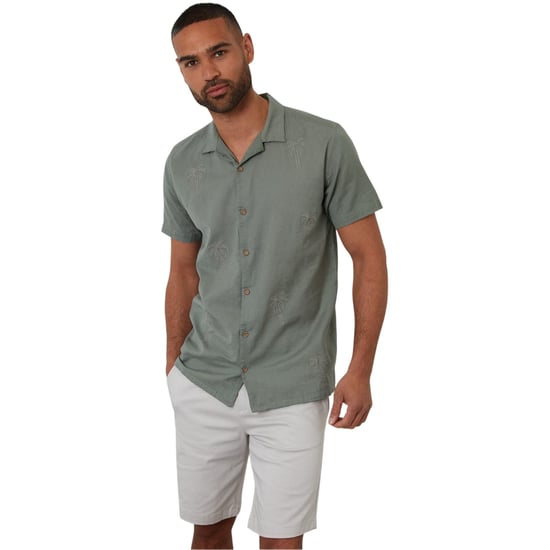 Threadbare Mannen Geborduurd Korte Mouwen Shirt (Sage) - Image 1