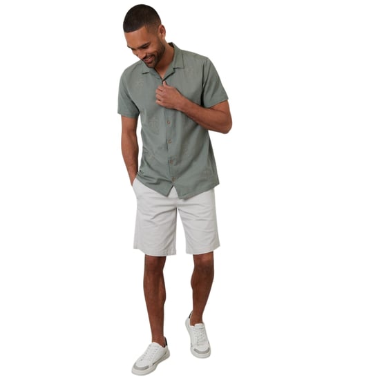 Threadbare Mannen Geborduurd Korte Mouwen Shirt (Sage) - Image 4