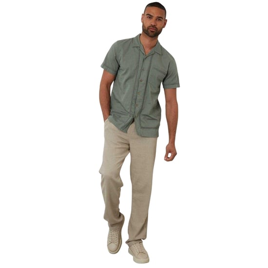 Threadbare Heren Haaktrim Korte Mouwen Shirt (Salie) - Image 1