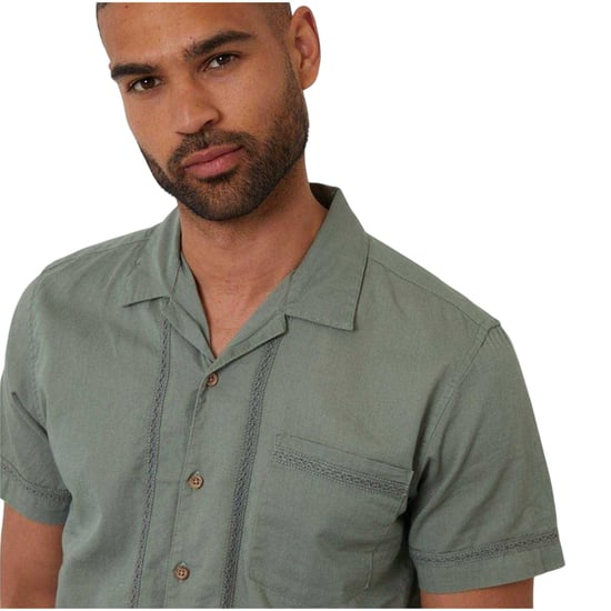 Threadbare Heren Haaktrim Korte Mouwen Shirt (Salie) - Image 4