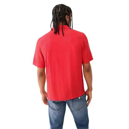 True Religion Heren Relaxed Fit Overhemd met Korte Mouwen (Lava) - Image 2