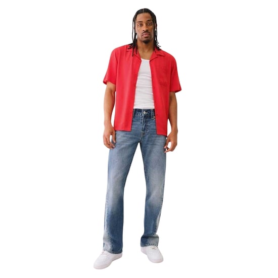 True Religion Heren Relaxed Fit Overhemd met Korte Mouwen (Lava) - Image 4