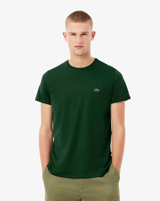 Lacoste Men's Crew Neck T-shirt in Dark Green - Image 4