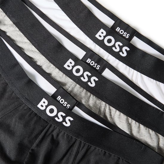 Boss Katoenen herenslip met logo (set van 3) (Tweekleurig blauw) - Image 1