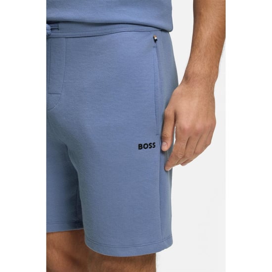 Men's Boss Waffle Shorts in Lt/Pastel Blue - Image 4