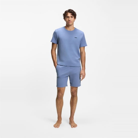 Men's Boss Waffle Shorts in Lt/Pastel Blue - Image 5