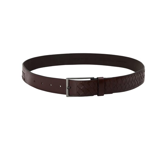Boss Riem van gevlochten leer voor heren (Donkerbruin) - Image 1