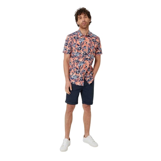 Threadbare Mannen Latham Bloemen Regular Shirt (Perzik) - Image 1