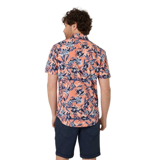 Threadbare Mannen Latham Bloemen Regular Shirt (Perzik) - Image 3