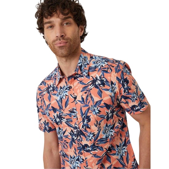 Threadbare Mannen Latham Bloemen Regular Shirt (Perzik) - Image 4