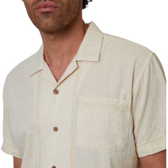 Threadbare Heren Korte Mouwen Shirt met Gehaakte Zoom (Natuurlijk) - Image 4