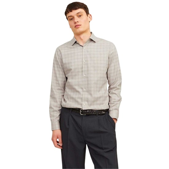 Jack And Jones Herenoverhemd met manchetten en ruitjespatroon voor formele gelegenheden (Grijs) - Image 1