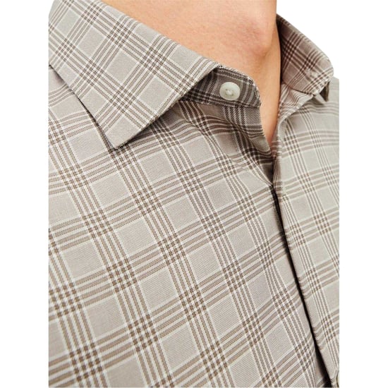 Jack And Jones Herenoverhemd met manchetten en ruitjespatroon voor formele gelegenheden (Grijs) - Image 3