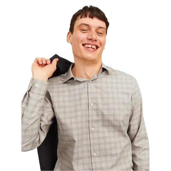 Jack And Jones Herenoverhemd met manchetten en ruitjespatroon voor formele gelegenheden (Grijs) - Image 4