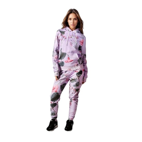 Hype Dames Geweven Scribble Lichtgewicht Tapered Joggers (Lila) - Image 1