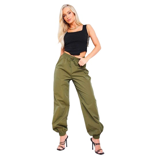 Missy Empire Cargo-broek met verstelbare tailleband voor dames (Kaki Groen) - Image 1