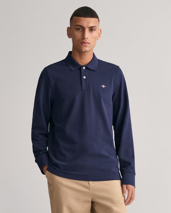 GANT Mens Regular Fit Long Sleeve Shield Logo Pique Rugger - Image 1