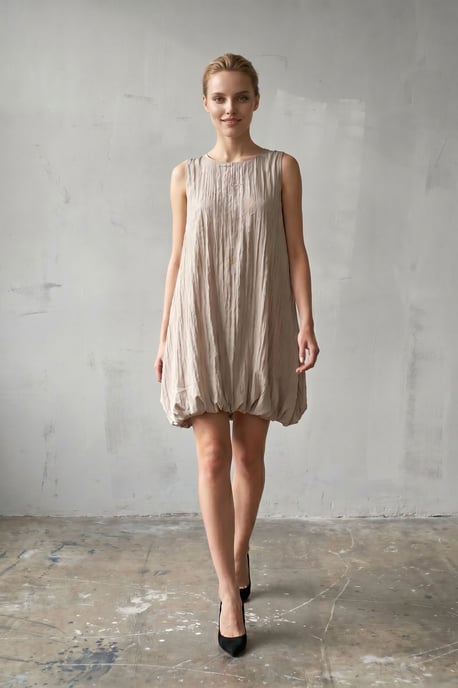 Losse Mini-jurk in Textured Lyocell - Image 1