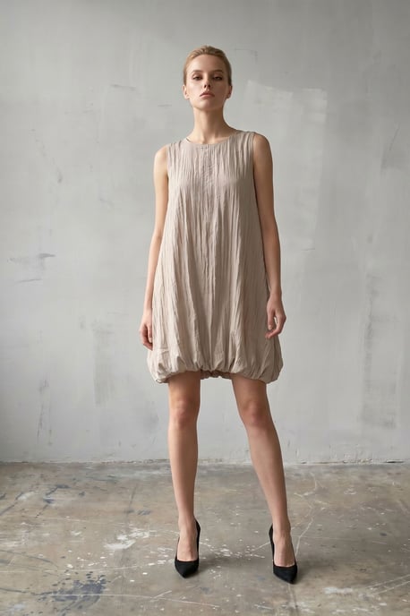 Losse Mini-jurk in Textured Lyocell - Image 2
