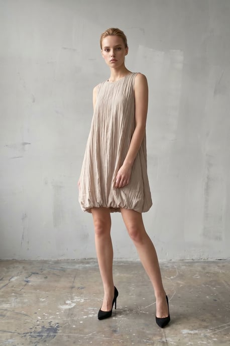 Losse Mini-jurk in Textured Lyocell - Image 3