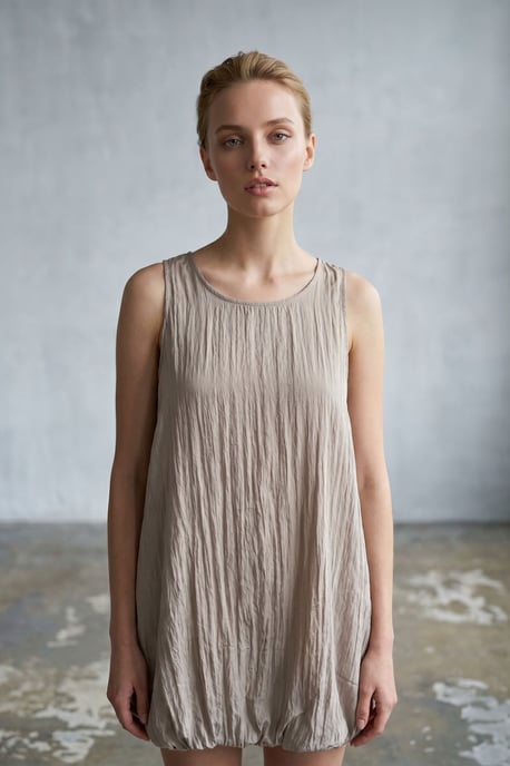 Losse Mini-jurk in Textured Lyocell - Image 5