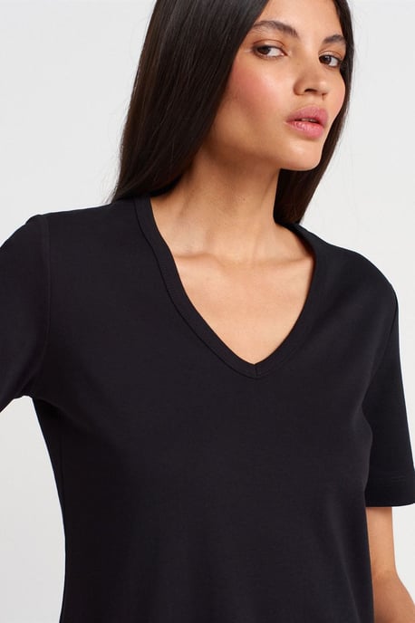 Dames Katoenen V-Hals T-shirt - Image 3
