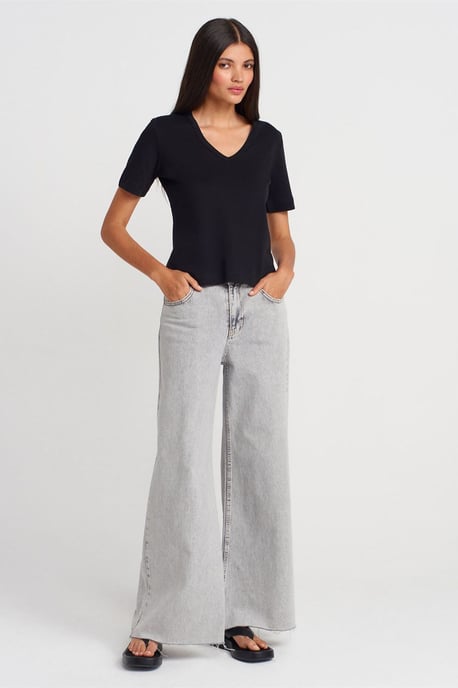 Dames Katoenen V-Hals T-shirt - Image 4