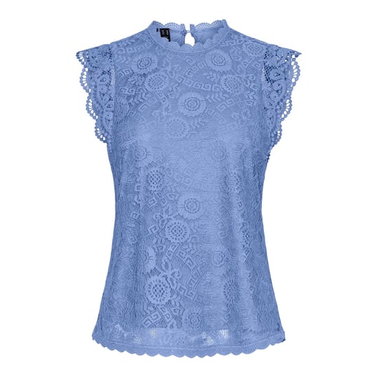 Pieces Damesblouse met kant, hoge hals, normale pasvorm en zonder mouwen (Hortensia) - Image 2