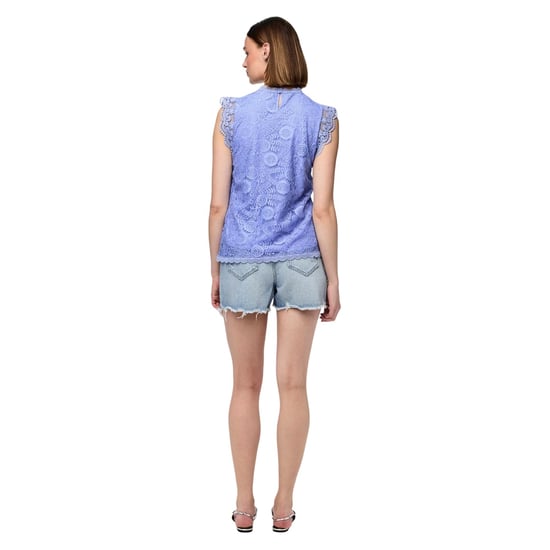 Pieces Damesblouse met kant, hoge hals, normale pasvorm en zonder mouwen (Hortensia) - Image 5