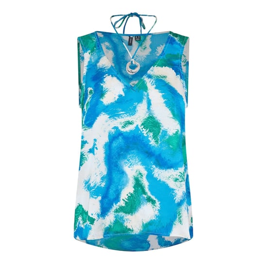 Vero Moda Damesblouse met abstracte print, V-hals en een losse pasvorm (Dresden Blauw) - Image 1