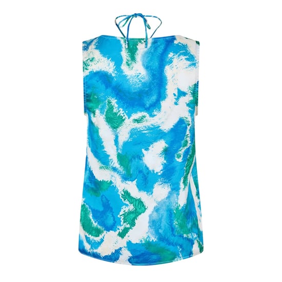 Vero Moda Damesblouse met abstracte print, V-hals en een losse pasvorm (Dresden Blauw) - Image 2