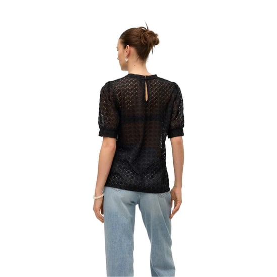 Vero Moda Damesblouse met ronde hals en een ruime pasvorm (Zwart) - Image 3