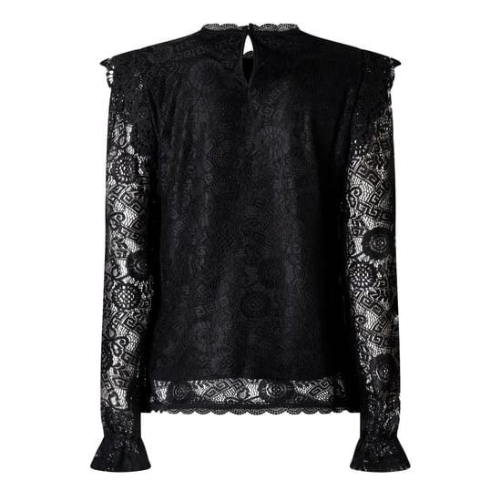 Pieces Damesblouse met hoge hals en kanten versiering, normale pasvorm (Zwart) - Image 2