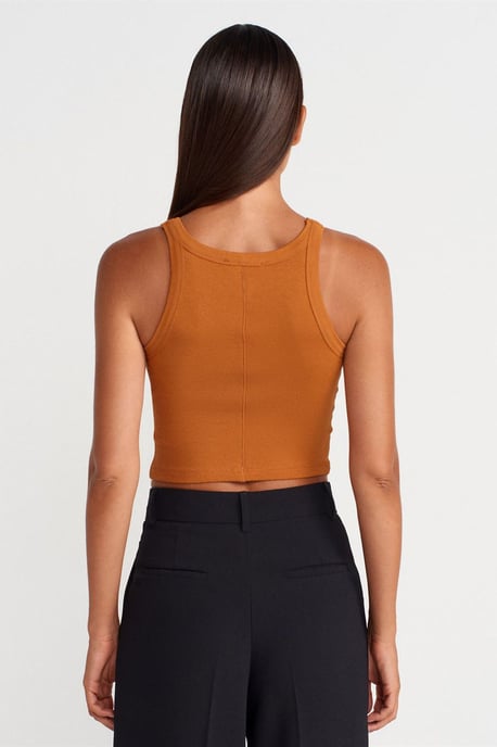 Geribbelde katoenen sweater zonder mouwen Crop Top - Image 2