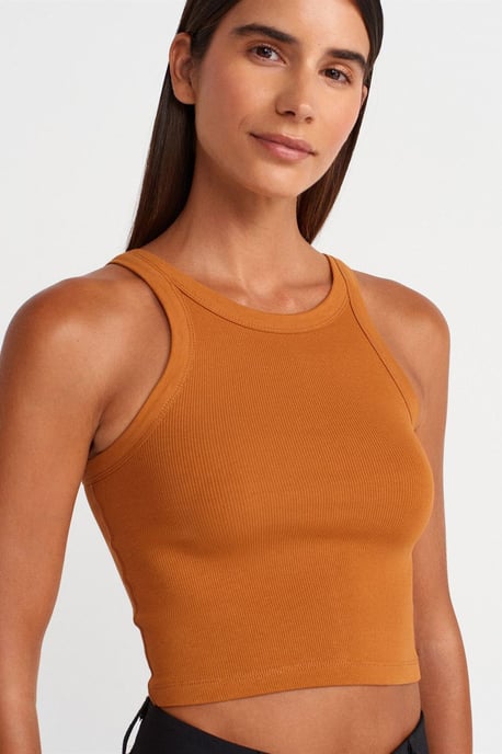 Geribbelde katoenen sweater zonder mouwen Crop Top - Image 3