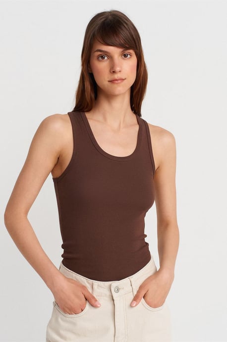 Geribbelde Mouwloze Cami Blouse - Image 1