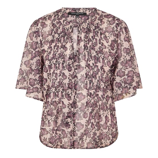 French Connection Dames/Dames Elysian Bloemen Strikhals Pofmouw Blouse (Blush Roze) - Image 2