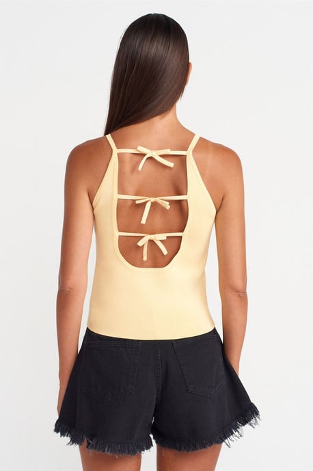 Slim Fit Halter Gebreide Blouse Met Strikdetail - Image 2