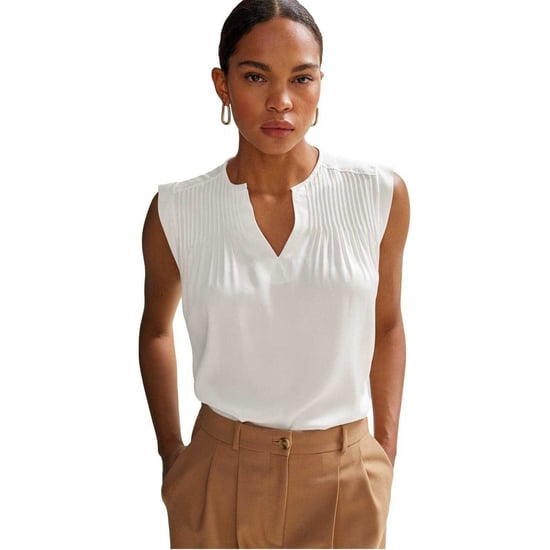 Boss Dames/Dames Pintuck Notch Hals Regular Blouse (Wit) - Image 1
