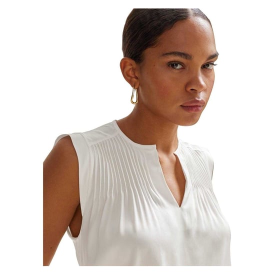 Boss Dames/Dames Pintuck Notch Hals Regular Blouse (Wit) - Image 3