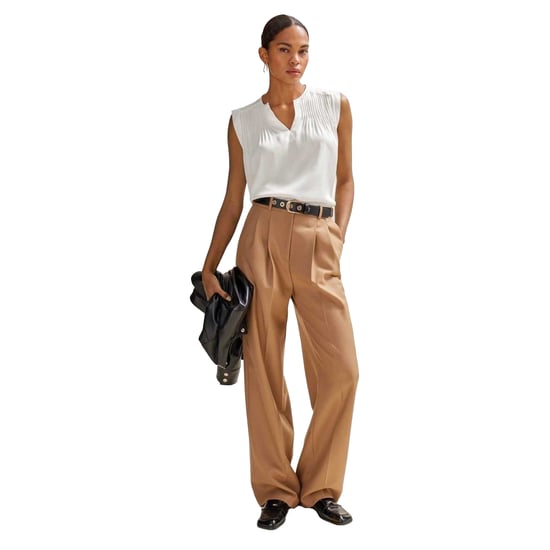 Boss Dames/Dames Pintuck Notch Hals Regular Blouse (Wit) - Image 4