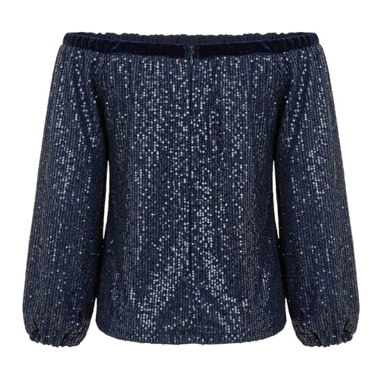 Yumi Damesblouse met pailletten en blote schouders (Marine) - Image 2