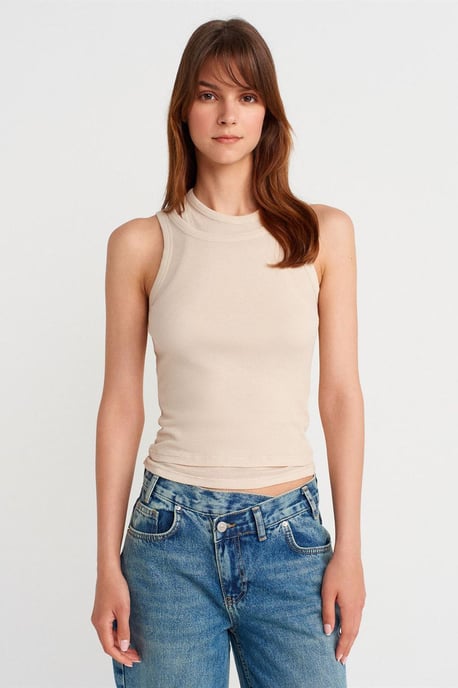 Katoenen Geribde Crop Cami - Image 1