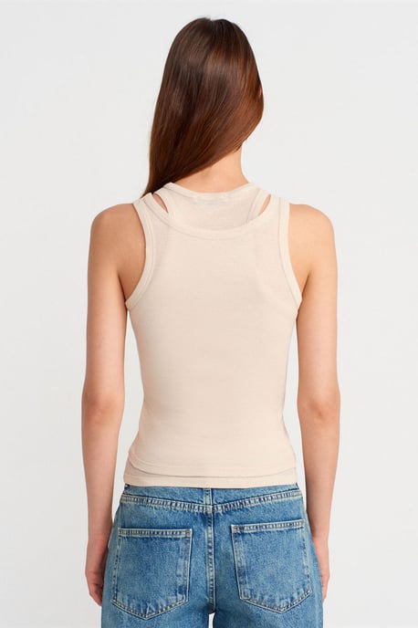 Katoenen Geribde Crop Cami - Image 2